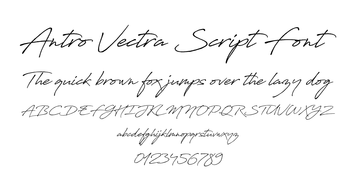 Antro Vectra Script Font preview