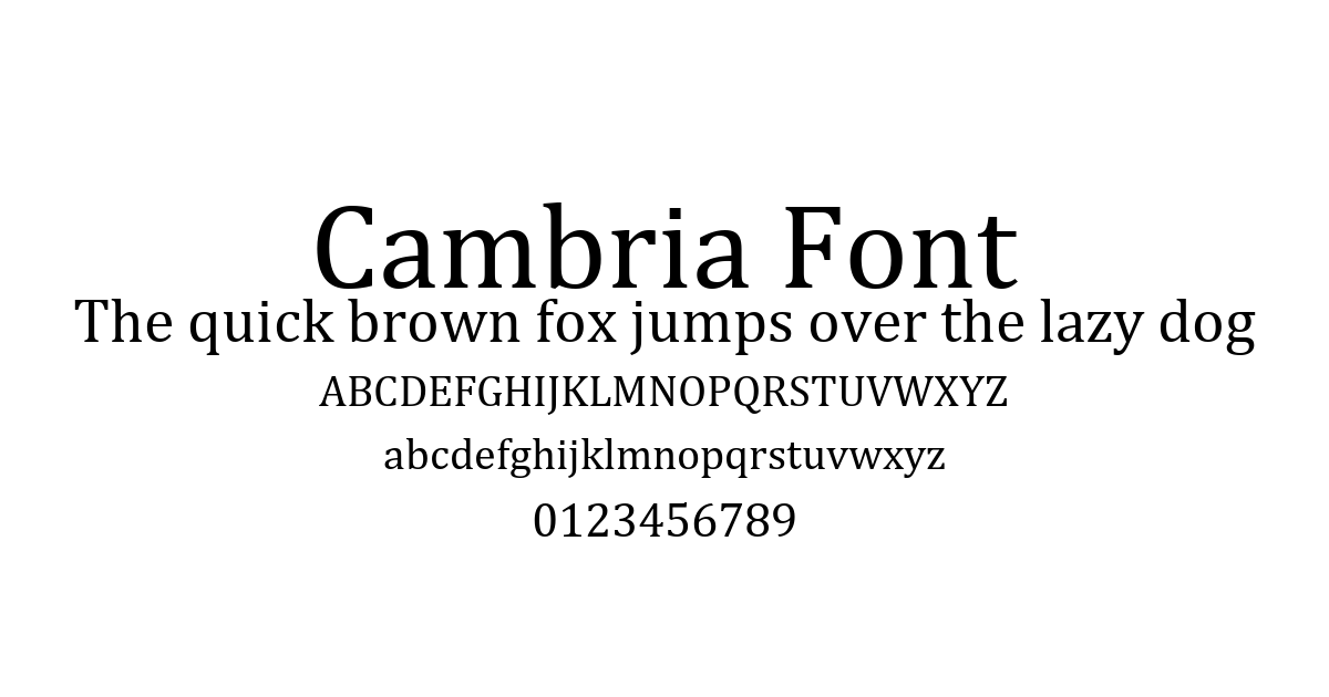 Cambria Font preview
