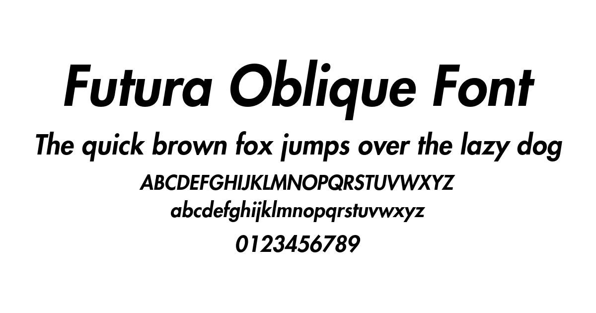 Futura Oblique Font font preview