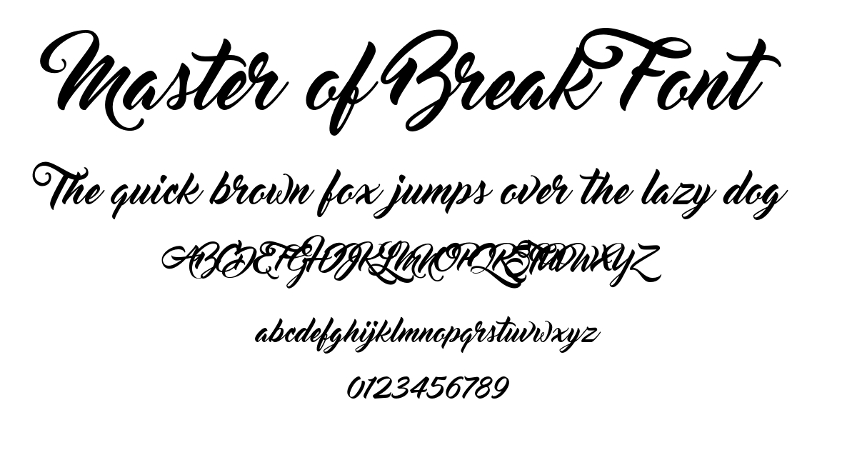 Master of Break Font preview