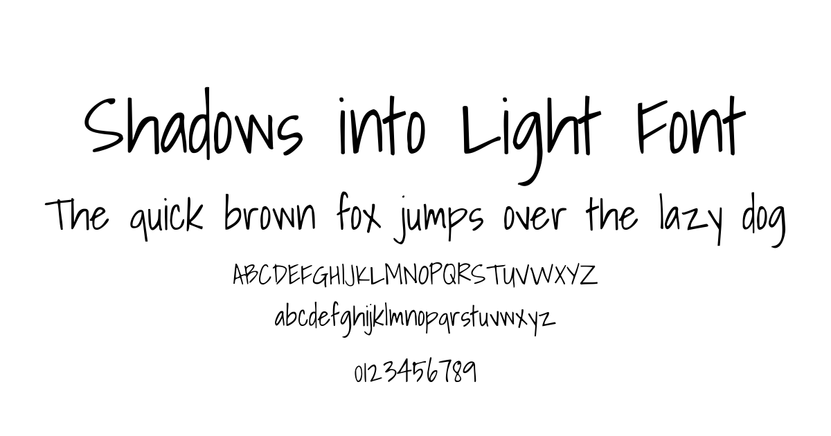Shadows into Light Font font preview