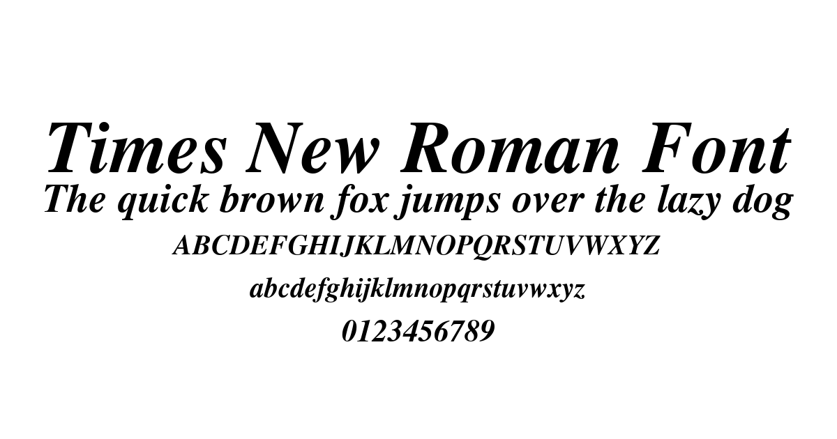 Times New Roman Font preview